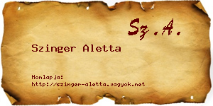 Szinger Aletta névjegykártya